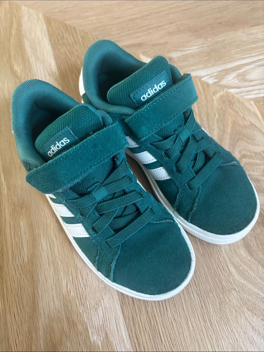 adidas Kids Teal Suede Sneakers with White Stripes